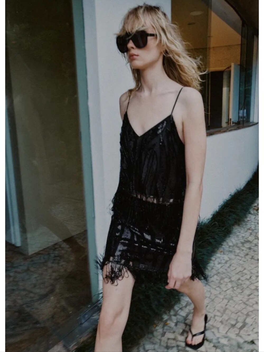 Zara Fringed Beaded Sequins Black Festive  Skirt